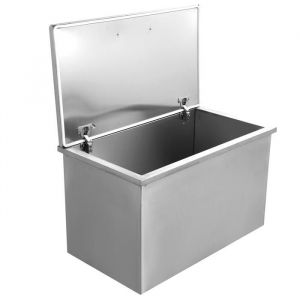 Cong&eacute;lateur coffre 122 L glaci&egrave;re encastrable en inox  Bac &agrave; glace avec couvercle &agrave; charni&egrave;re et bonde de vidange 71x40x43cm