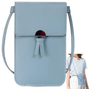 Sac à Bandoulière - Femme - Cuir Artificiel - Fenêtre Tactile - Bleu Clair - 12x0.5x20cm