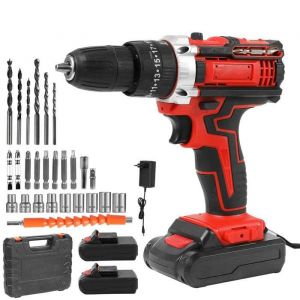 Perceuse Visseuse Sans Fil 21V Visseuse Devisseuse Sans Fil avec Batteries 32Nm Perceuse Percussion 18+1 Réglages de Couple DIY