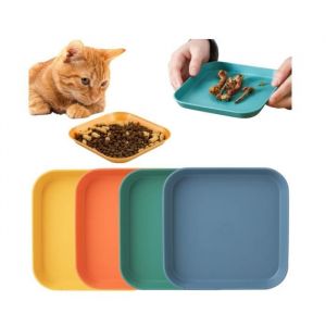 Gamelle Chat Set 4 Pièces Carrée Gamelle Plate Coloré Petite Ecuelle Chat Assiette Chat pour Les Chiots - sh