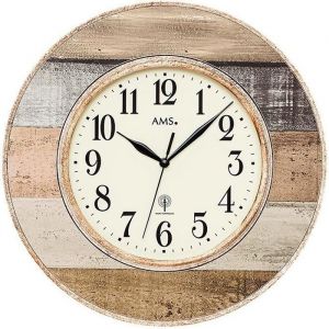 Pendule murale radio pilotée entourage façon bois