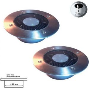 Lot de 2 Spots solaires encastrables pour balisage au sol - Gris - LED - Ext&eacute;rieur