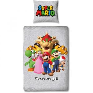 Parure de lit - MARIO BROS - Super Mario et ses amis - Microfibre - 1 housse de couette 140 x 200 cm + 1 taie 63 x 63 cm