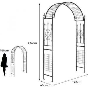 GIANTEX Arche de Jardin 234 CM avec Treillis Arceau &agrave; Rosiers Ext&eacute;rieur en M&eacute;tal Arche D&eacute;corative pour Mariages F&ecirc;tes C&eacute;r&eacute;moni
