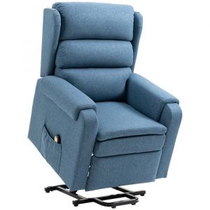 Fauteuil de relaxation électrique fauteuil releveur inclinable avec repose-pied ajustable télécommande tissu bleu 85x88x109cm Bleu