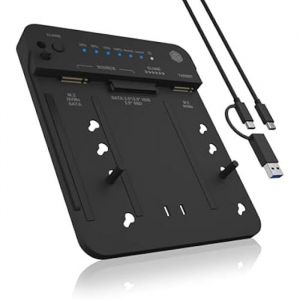 Station daccueil HDD/M.2 NVMe - ICY BOX - Clonage USB 3.2 Gen 2 - 10 Gbit/s - Compatible 25/35 & M.2 SSD