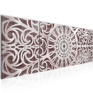 Runa art Tableau Décoration Murale Mandala Abstrait 160x50 cm - 4 Panneaux Deco Toile Prêt à Accrocher 109646a