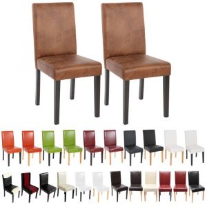 Lot de 2 chaises de s&eacute;jour Littau simili-cuir aspect daim marron pieds clairs