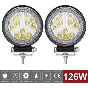 2 PCS Phare de Travail Led 12v 126W Phares Longue Portee Led Moto 4x4 projecteurs antibrouillard LED Feux Travail Led de Recu[62]