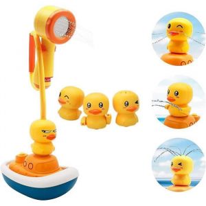 Jouet de bain pour b&eacute;b&eacute; avec pommeau de douche bateau de douche et 4 jouets canard adapt&eacute; aux b&eacute;b&eacute;s de 3 &agrave; 4 ans - jeu de bain