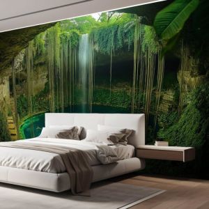 Papier Peint Panoramique Grotte Spatiale 250x175cm 3D Papier Peint Soie Piscine Poster Geant Mural Salon Décoration Murale