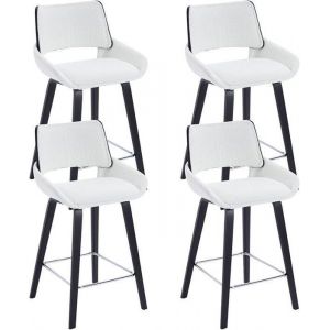 Wahson Chaise de Bar Moderne Lot de 4 Chaise Tabouret de Bar Chaise Haute Cuisine Confortable pour Ilot Central Bouclette Blanc