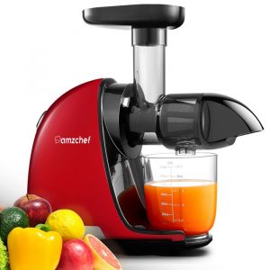 AMZCHEF Extracteur de Jus de Fruits et Légumes Extracteur Jus Lent Presse-agrumes sans BPA Rendement en jus de 99 % Rouge