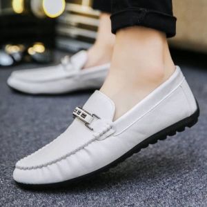 Chaussure mocassins homme Blanc cuir PU pas cher Chaussure de ville daim mariage Derby mocassin sport cérémonie soirée costume