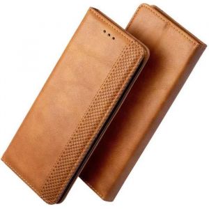 &Eacute;tui pour LG Velvet Coque Portefeuille en Cuir Haut de Gamme avec Fermoirs Magn&eacute;tiques Folio Book Style Cover Marron