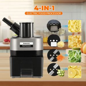 Coupe-l&eacute;gumes &eacute;lectrique - 4 lames - r&acirc;pe &eacute;lectrique 4 en 1 - 800W - Tranches C&ocirc;telettes D&eacute;s L&eacute;chettes rape a legumes electrique