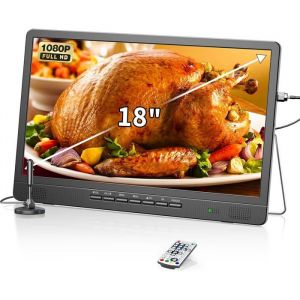 T&eacute;l&eacute;viseur Portable Desobry 18 Pouces HD 1080P avec Antenne Mini TV LCD 12V pour Camping