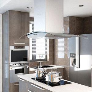 vidaXL Hotte Ilot Acier Inoxydable LED Hotte Cheminée Aspirante de Cuisine 50664