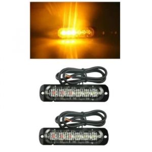 2 Feux de Pénétration LED Orange 12-24V 3W Feu dAvertissement Orange Stroboscopique Flash Clignotant Camion Voiture Dépanneuse