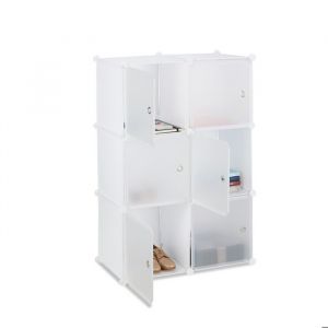 Relaxdays Étagère cubes penderie armoire rangement 6 casiers plastique modulable DIY HxlxP: 105x70x35 cm blanc