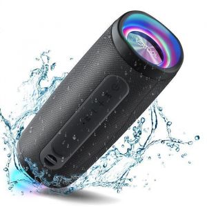 Enceinte Portable Bluetooth 5.0 VEATOOL 20W Puissant Subwoofer à 360° Capacité 2000mAh Autonomie 15H Etanche IPX5 Type-C Noir