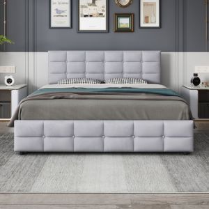 Structure de lit Matériau écologique matelas durable 180 x 200 cm lit double avec 4 tiroirs cadre à lattes et dossier lit double