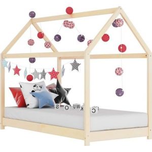 3384&TopVente® Lit Cabane bébé Economique - Cadre de lit denfant Bois de pin massif 70x140 cm -Professionnel
