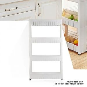 Desserte de cuisine &agrave; roulettes 4 &eacute;tages - B.LIVEM - Blanc - PP de haute qualit&eacute; - Roulettes en plastique