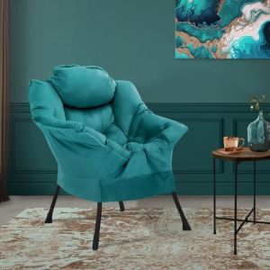 ML-Design Fauteuil relax pétrole Fauteuil de salon de télévision coussin avec accoudoirs poche latérale structure en acier