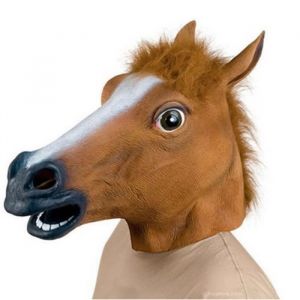 Masque de tête de cheval dhalloween en Latex Animal effrayant Costume de théâtre farces décoration de fête dhalloween-Marron
