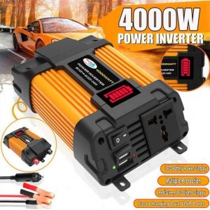Convertisseur de tension 4000W - OKZ - DC 12v &agrave; 220v - Double chargeur USB 4.2A - Affichage puissance batterie