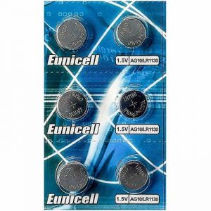 6 Piles Bouton AG10 / LR1130 / LR54 / LR1130L / 189 / 389 / G10A / G10-A / 389A / G10 - Pile Alcaline Eunicell