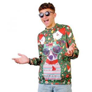 Déguisement - Pull de Noël imprimé chien adulte