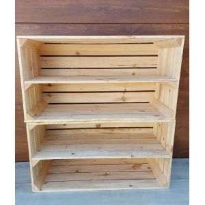 Caisse bois - PYXIDAS - Caisses avec 1 longue étagère - 75x40x30 cm - Lot de 2 - Naturel