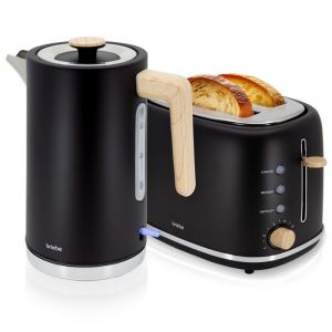 Nordic Ensemble Grille Pain 2 Fentes Larges Bouilloire Électrique 17L sans BPA Briebe SKT1167BLK 2200W Noir 04018