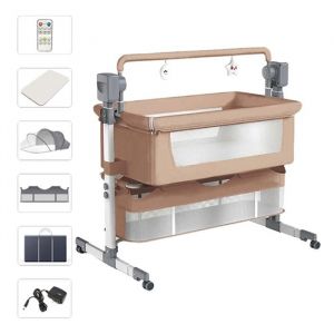 Lit bebe evolutif electrique Magic ZC Lit b&eacute;b&eacute; evolutive Lecteur Bluetooth Grand espace de rangement Avec matelas Jusqu&agrave; 80kg
