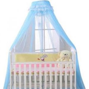 Ciel de Lit Bébé avec Support - Voile Grande Taille Moustiquaire Décorative - Bleu