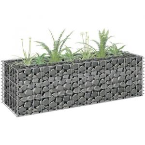 Jardini&egrave;re &agrave; Gabion Pot de fleurs Bac &agrave; fleursAcier galvanis&eacute; 90x30x30 cm