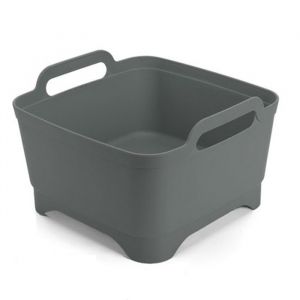 Bac &agrave; vaisselle -Wash&Drain Bassine Plastique Evier avec poign&eacute;es et bouchon de vidange9 litres(Vert fonc&eacute;31*29.5*17.5Cm)