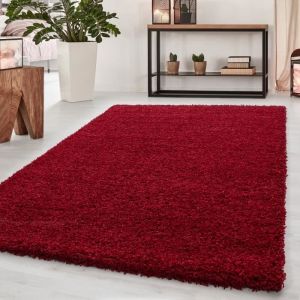 Tapis Salon Shaggy - SIMPEX - Laetitia - Rouge - 65 x 130 cm - 100% Polypropyl&egrave;ne - Hauteur de pile 50 mm