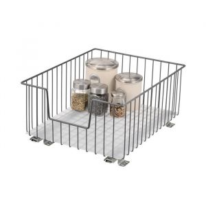 bremermann Coulisse de panier darmoire 40 cm avec &eacute;tag&egrave;re tiroir de cuisine &agrave; &eacute;quiper coulisse darmoire en m&eacute;tal gris