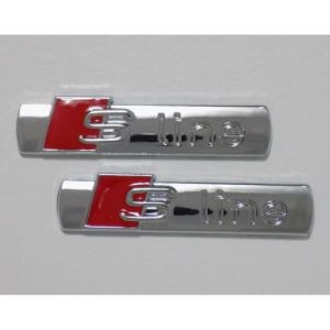 2x embl&egrave;me S-Line logo brillant / chrome pour toutes les Audi S-Line A1 A3 A4 A5 A6 A7
