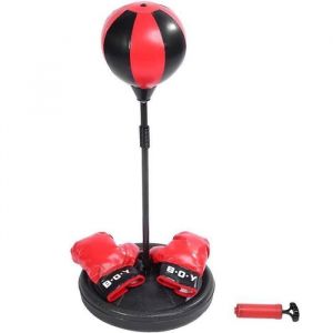 Sac de Frappe EnfantsBallon de Frappe Punching Ball sur Pied pour Entranement Enfant avec Gants de Boxe Pompe Accessoires