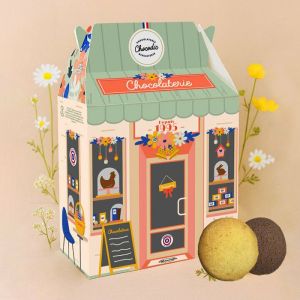 Boutique printani&egrave;re compos&eacute; de biscuits vend&eacute;en au citron et au chocolat - Collection P&acirc;ques