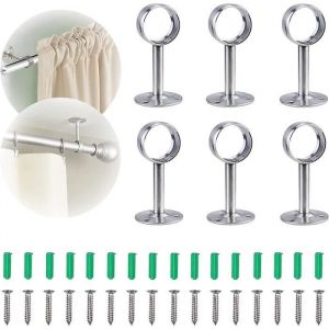 Support de Tringle a Rideau Biluer 6PCS Support Tringle Penderie Support Barre Penderie avec Vis et Tuyaux Dexpansion