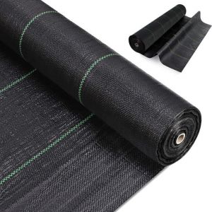 Toiles de Paillage 4m x 25mGeotextile de Paillage Bache Geotextile Toile Anti Mauvaises Herbes Tissu Perm&eacute;able &agrave; leau Noir