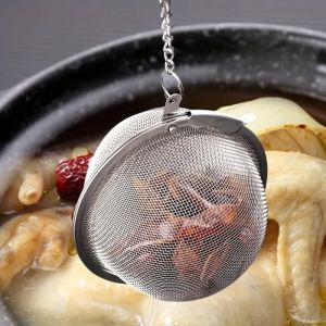 Boule Filtre Inox 304 pour Th&eacute;/Sauce/&Eacute;pices - Avec Cha&icirc;ne et Crochet