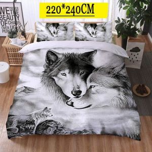 3 Pcs Couverture De Couette Doux Ensembles Literie Loup Ensemble Belle Loups Ensemble 220 x 240cm