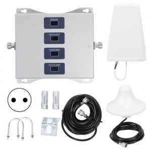Qiilu amplificateur de signal 4 bandes R&eacute;p&eacute;teur de Signal Mobile Lte800 / 1800/2100 / 2600MHz Amplificateur Booster 4G LTE 4
