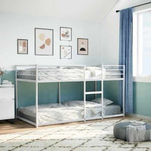 MGH Lit superposé double -  2 PLACE - Lit Mezzanine/Lit enfant - sans matelas - blanc 90x200 cm - acier LL235